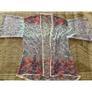 Victoria's Secret floral robe cover-up SZ M/L  Lace detail